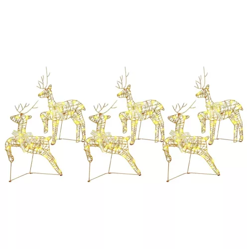  LED rénszarvasok 180 LED-del 6 pcs Arany 64 x 42 x 15 cm PET