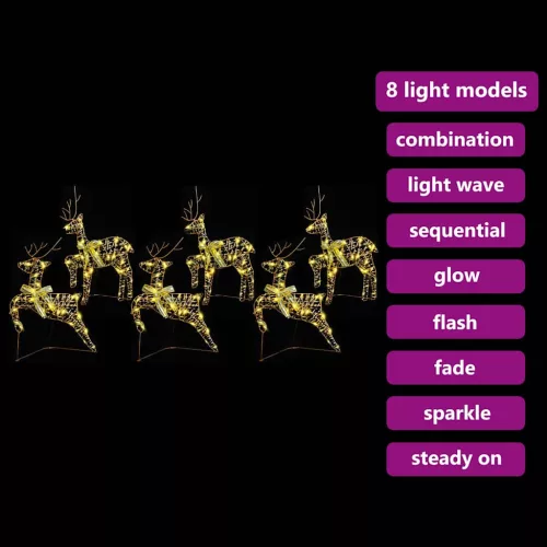  LED rénszarvasok 180 LED-del 6 pcs Arany 64 x 42 x 15 cm PET