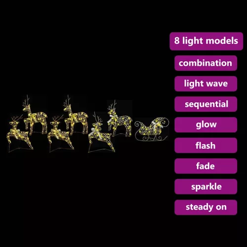  LED rénszarvasok 40 LED-del 7 pcs Arany PET