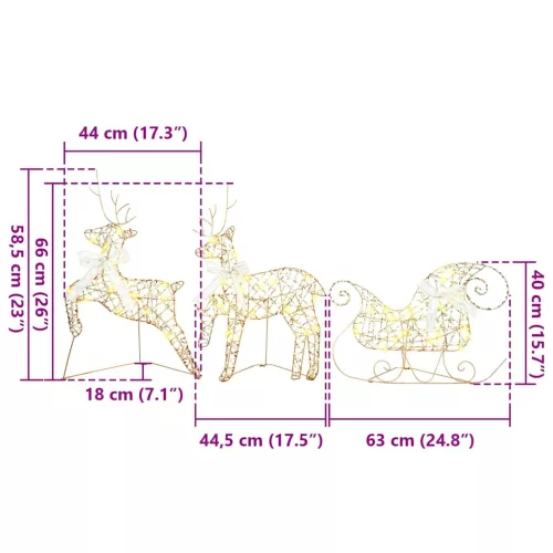  LED rénszarvasok 40 LED-del 7 pcs Arany PET