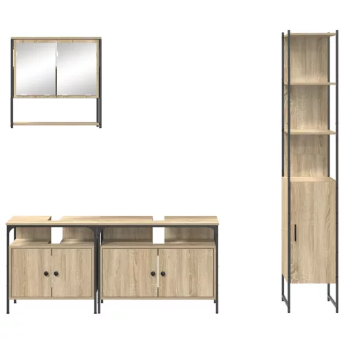  Fürdőszoba bútor szett polcokkal 4 pcs sonoma tölgy Közepes