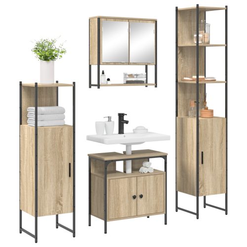  Fürdőszoba bútor szett 4 pcs sonoma tölgy 33 x 33 x 188.5 cm