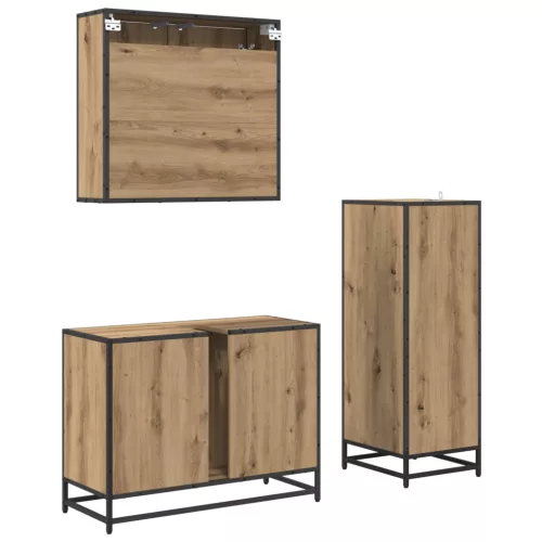  Fürdőszoba bútor szett fiókkal 3 pcs Artisan tölgy Faanyag