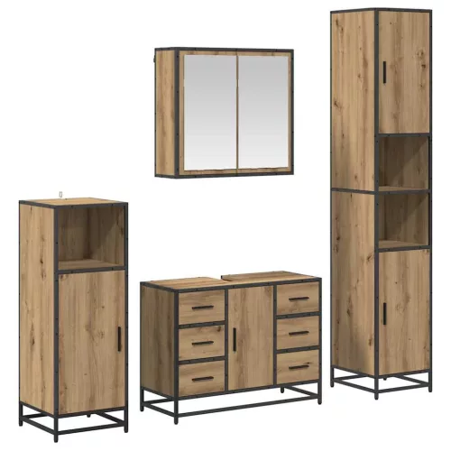  Fürdőszoba bútor szett fiókkal 4 pcs Artisan tölgy Faanyag
