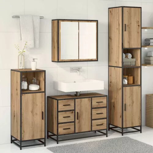  Fürdőszoba bútor szett fiókkal 4 pcs Artisan tölgy Faanyag