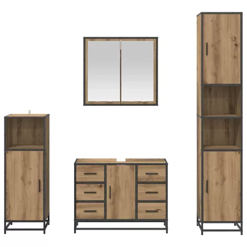  Fürdőszoba bútor szett fiókkal 4 pcs Artisan tölgy Faanyag