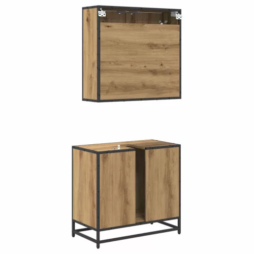  Fürdőszoba bútor szett fiókkal 2 pcs Artisan tölgy Faanyag