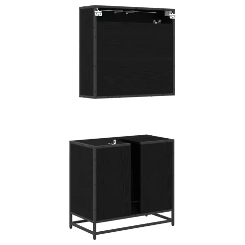  Fürdőszoba bútor szett fiókkal 2 pcs Musta tammi Faanyag