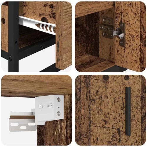  Fürdőszoba bútor szett fiókkal polcokkal 3 pcs Öreg fa Faanyag