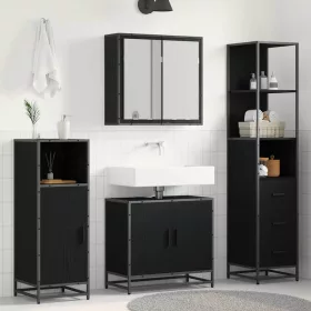    Fürdőszoba bútor szett fiókkal 3 pcs Fekete tölgy Faanyag