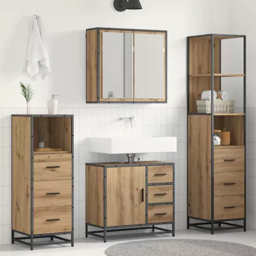  Fürdőszoba bútor szett fiókkal 4 pcs Artisan tölgy Faanyag