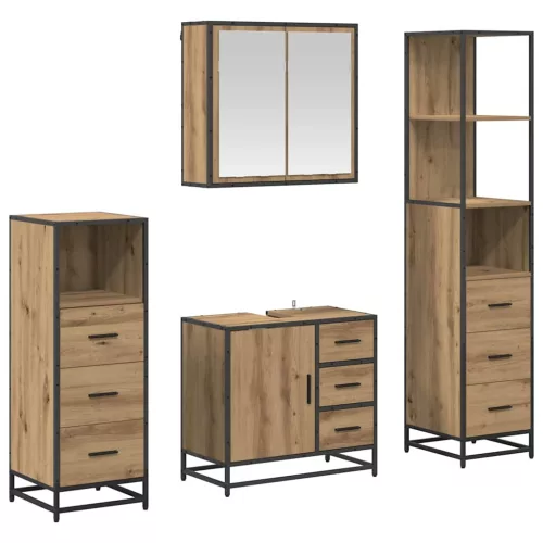  Fürdőszoba bútor szett fiókkal 4 pcs Artisan tölgy Faanyag