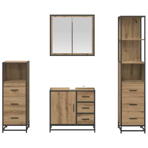  Fürdőszoba bútor szett fiókkal 4 pcs Artisan tölgy Faanyag