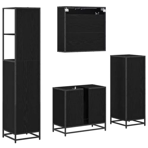  Fürdőszoba bútor szett fiókkal 4 pcs Fekete tölgy Faanyag