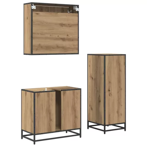  Fürdőszoba bútor szett fiókkal 3 pcs Artisan tölgy Faanyag