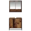  Fürdőszoba bútor szett polcokkal ajtóval 2 pcs Öreg fa Faanyag