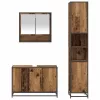  Fürdőszoba bútor szett polcokkal ajtóval 3 pcs Öreg fa Faanyag