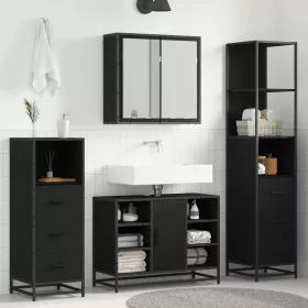    Fürdőszoba bútor szett fiókkal 4 pcs Fekete tölgy Faanyag