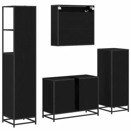  Fürdőszoba bútor szett fiókkal 4 pcs Fekete tölgy Faanyag