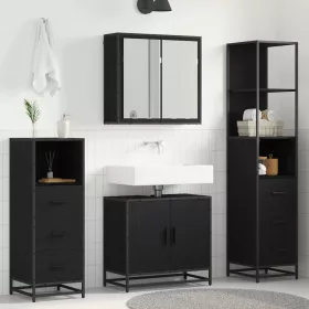    Fürdőszoba bútor szett fiókkal 4 pcs Fekete tölgy Faanyag