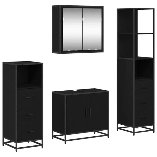  Fürdőszoba bútor szett fiókkal 4 pcs Fekete tölgy Faanyag