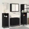  Fürdőszoba bútor szett fiókkal 4 pcs Fekete tölgy Faanyag