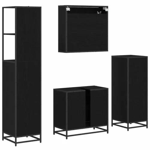  Fürdőszoba bútor szett fiókkal 4 pcs Fekete tölgy Faanyag