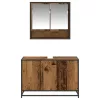  Fürdőszoba bútor szett polcokkal ajtóval 2 pcs Öreg fa Faanyag