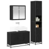  Fürdőszoba bútor szett polcokkal 3 pcs Fekete tölgy Faanyag
