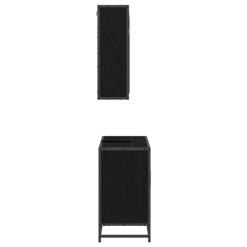  Fürdőszoba bútor szett polcokkal 2 pcs Fekete tölgy Faanyag
