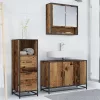  Fürdőszoba bútor szett fiókkal polcokkal 3 pcs Öreg fa Faanyag