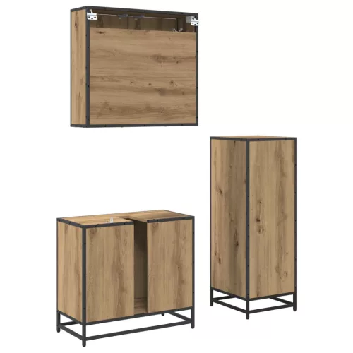  Fürdőszoba bútor szett fiókkal 3 pcs Artisan tölgy Faanyag