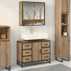    Fürdőszoba bútor szett fiókkal 2 pcs Artisan tölgy Faanyag