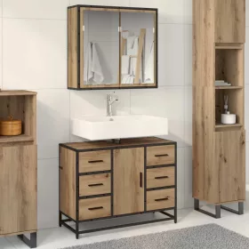    Fürdőszoba bútor szett fiókkal 2 pcs Artisan tölgy Faanyag