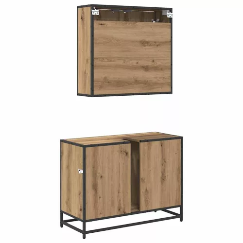  Fürdőszoba bútor szett fiókkal 2 pcs Artisan tölgy Faanyag