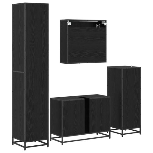  Fürdőszoba bútor szett fiókkal 4 pcs Fekete tölgy Faanyag