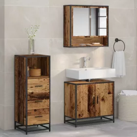    Fürdőszoba bútor szett fiókkal polcokkal 3 pcs Öreg fa Faanyag