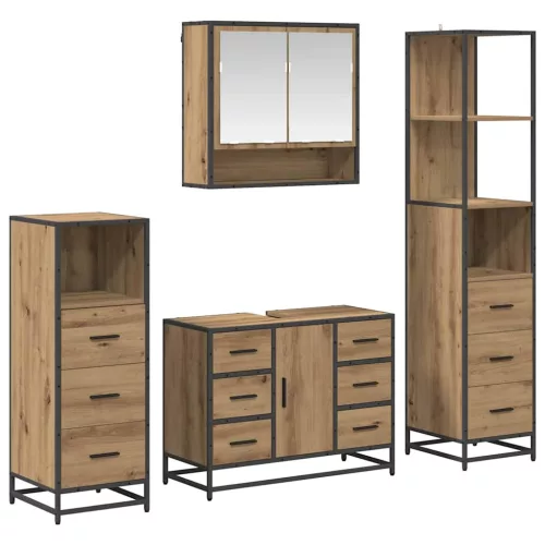  Fürdőszoba bútor szett fiókkal 4 pcs Artisan tölgy Faanyag