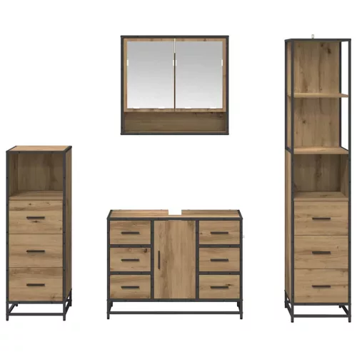  Fürdőszoba bútor szett fiókkal 4 pcs Artisan tölgy Faanyag
