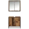  Fürdőszoba bútor szett polcokkal ajtóval 2 pcs Öreg fa Faanyag