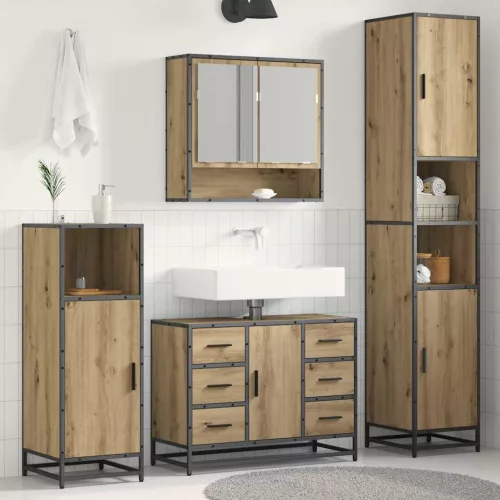  Fürdőszoba bútor szett fiókkal 3 pcs Artisan tölgy Faanyag