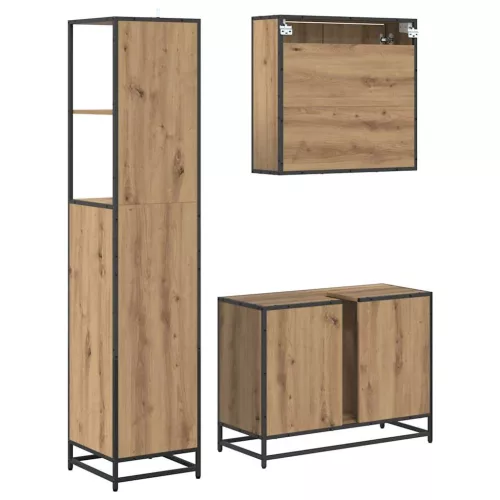  Fürdőszoba bútor szett fiókkal 3 pcs Artisan tölgy Faanyag