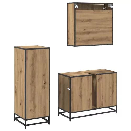 Fürdőszoba bútor szett fiókkal 3 pcs Artisan tölgy Faanyag