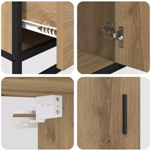  Fürdőszoba bútor szett fiókkal 3 pcs Artisan tölgy Faanyag