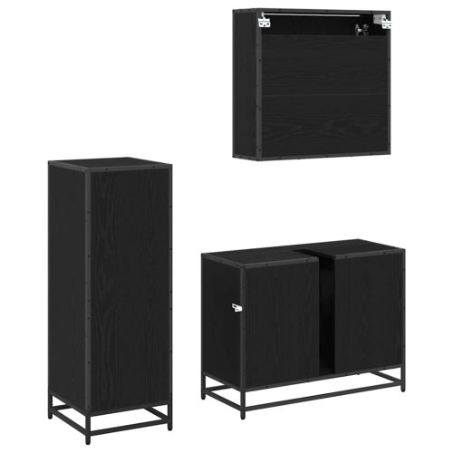  Fürdőszoba bútor szett 3 pcs Musta tammi 80 x 33 x 60 cm