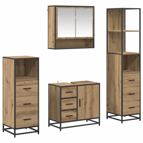  Fürdőszoba bútor szett fiókkal 4 pcs Artisan tölgy Faanyag