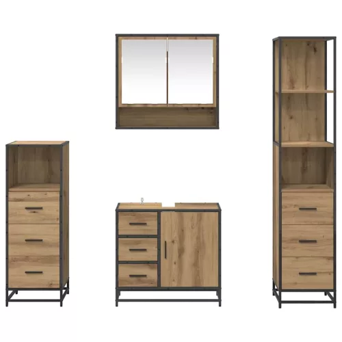  Fürdőszoba bútor szett fiókkal 4 pcs Artisan tölgy Faanyag