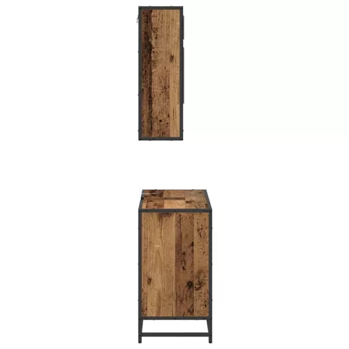  Fürdőszoba bútor szett fiókkal polcokkal 2 pcs Öreg fa Faanyag