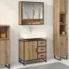  Fürdőszoba bútor szett fiókkal 2 pcs Artisan tölgy Faanyag