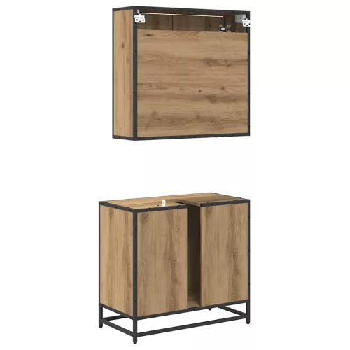  Fürdőszoba bútor szett fiókkal 2 pcs Artisan tölgy Faanyag